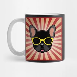 Black French Bulldog Wearing Yellow Sunglasses Funny Frenchie Dog Mug